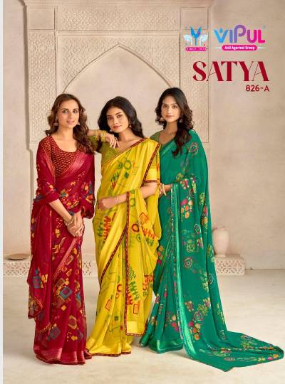 Satya 826-A BY VIPUL SAREE DESIGNER SHIMMER SAREES WHOLESALER IN INDIA